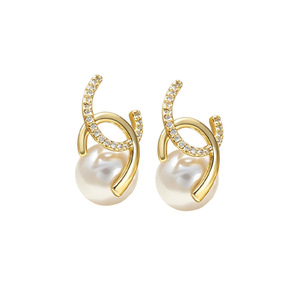 Pendientes de perlas de estilo francés para mujer, pendientes de fiesta con diseño geométrico, EDB 068 - Product Image 5