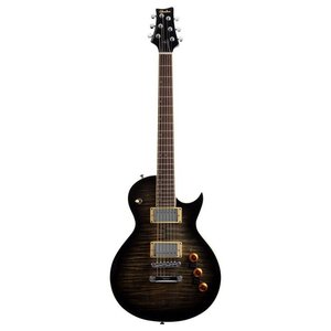 Guitare électrique corps plein noir effet burst avec micros humbucker, longueur de la échelle 628 mm - Product Image 1