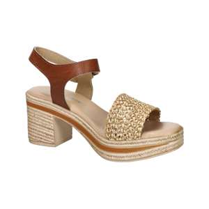 Sandalias de Tacón para Mujer Valleverde, Cuero Beige, Tacón de 7 cm, Talla 35 - Product Image 2