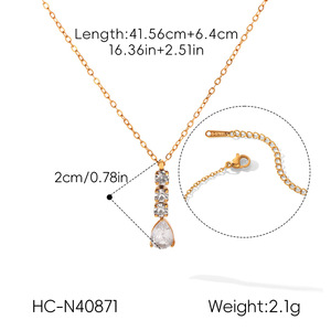 Collar Minimalista con Colgante Geométrico de Circonita, Antideslustre, Pulido, de Acero Inoxidable con Baño de Oro de 18K, Accesorios Diarios para Mujer - Product Image 5