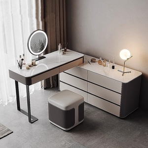 Wabi-Sabi inspiré commode vanité selle cuir incrustation bois massif Console chambre placard zone coiffeuse - Product Image 5