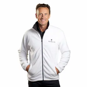 High quality custom winter windproof and warm white men's fleece jacket