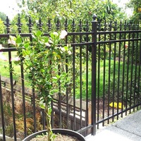 Valla de jardín de acero Valla de piquete de metal de acero de zinc moderna Galvanizado negro 6x8 Paneles de valla de acero superior plano de hierro forjado de seguridad