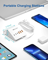 Estación de Carga Eléctrica USB de 35W PD con 6 Puertos, Soporte para Teléfono de Escritorio 3C3A con Soporte para Laptop y Cámara, Enchufe Estadounidense, Certificación ETL
