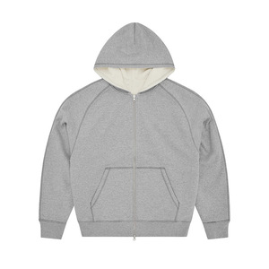 Sweat à capuche zippé pour homme en molleton épais de haute qualité 100% coton, surdimensionné, grande taille, broderie 3D personnalisée, imprimé - Product Image 4