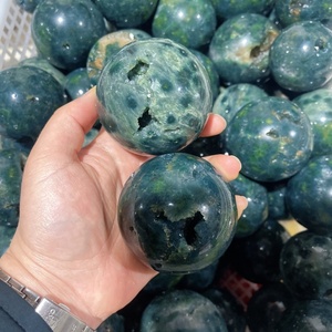 Esfera de <span class=keywords><strong>Jaspe</strong></span> Oceánico Verde Natural al por Mayor, Geoda de Cristal Curativo, Bola de Cuarzo para Decoración - Product Image 1