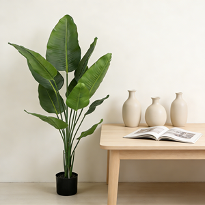 Plantes artificielles Palmiers banane du voyageur Plantes en plastique écologiques Plantes artificielles décoratives d'intérieur Décoration de maison hôtel jardin - Product Image 2