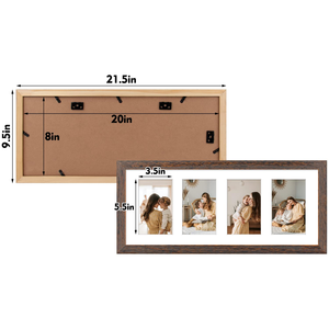 8x20 <b>Picture</b> <b>Frame</b> Set 2 Rustic Brown <b>Wood</b> Durable Collage Display <b>Frames</b> Tempered Glass 4x6 8x20 Mats Horizontal/Vertical Wall - Product Image 4