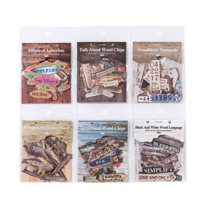 Paquete de 50 Hojas de Pegatinas en Inglés, Papel para Envolver, Serie de Idiomas en Madera, Materiales Creativos de Estilo Retro - Product Image 5