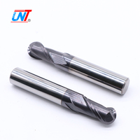 Fraise à bout sphérique UNT HRC45 à 2 dents en carbure de tungstène massif pour usinage CNC, outil de découpe de précision pour le traitement de l'acier et des métaux