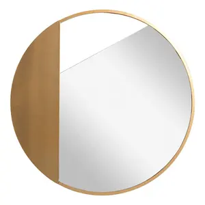 Desain disesuaikan emas dibingkai bulat modern logam gantung cermin untuk dekorasi rumah