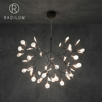 Lustre en métal et acrylique, style postmoderne, luxe nordique, pour salle à manger, salon, villa, lampe LED créative en forme de luciole