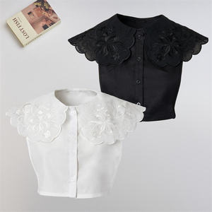 Elegante Cuello de Camisa Falso Desmontable de Organza para Mujer, con Bordado Calado, Adorno de Moda para el Cuello - Product Image 1