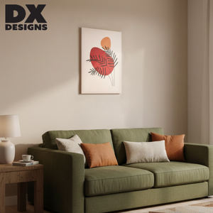 Impression sur toile personnalisée DX Designs, feuille de palmier <span class=keywords><strong>abstraite</strong></span> minimaliste, art mural - <span class=keywords><strong>Peinture</strong></span> sur toile aux tons rouge orangé pour la décoration murale de la maison - Product Image 3