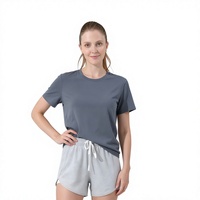 Camiseta de Mujer Kuenzi Casual Sin Plancha, 180GSM, Antibacteriana, Transpirable, Tejida, 30% Sorona, 70% Algodón, Cuello Redondo, Tres Agujas, Lisa