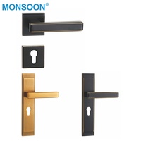 Poignée de porte moderne MONSOON en acier inoxydable, alliage de zinc, finition anodisée en aluminium, facile à installer, pour chambre à coucher et cuisine