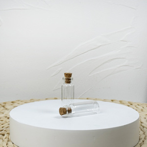 Various Sizes 30mm 15ml 25ml Flat Bottom High Borosilicate Glass Tube Test Tube Glass with <b>Cork</b> or Bamboo Lids - Product Image 1