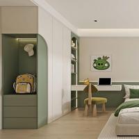 Armoire encastrée avec table d'écriture extensible, éclairage personnalisé et espace de rangement pour jeunes urbains en appartement minuscule