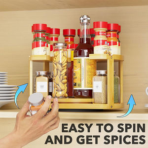WDF 2-stöckiges 360° Drehbares Bambus-Gewürzregal-Set Runde Drehbare Gewürzkarussel-Aufbewahrung - Product Image 3