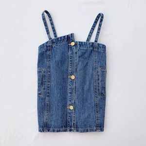 Ensemble vêtements pour petites filles, salopette de printemps, en denim, avec t-shirt blanc, <span class=keywords><strong>2</strong></span> pièces, vente en gros, 2021 - Product Image 6