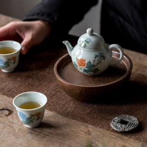 Hand Painted Peony Teapot Porcelain Small Pear Shaped Kung Fu <b>Tea</b> <b>Set</b> With Lid Afternoon <b>Tea</b> Use - Product Image 4
