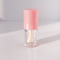 Nouveaux tubes à gloss ronds populaires de 5 ml en plastique, mignons, pour cosmétiques, avec bouchon à vis et impression sérigraphiée, rose