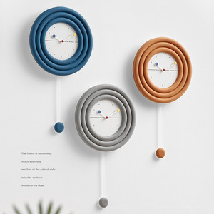 Wozoom House Trendy Wall <b>Clock</b> Round <b>Battery</b> Powered Modern Minimalist Artistic Decor For Home Use - Product Image 2