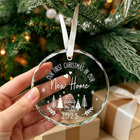 Ornement de Noël personnalisé en cristal en forme de sapin, breloque en verre vierge à imprimer au laser, pendentif décoratif antique à suspendre pour les fêtes