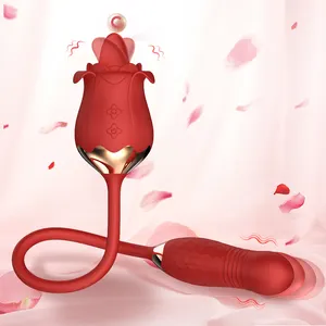 SANICA Oem/odm jouets Sexy pour femmes adulte sexe Rose vibrateur en forme 10 inten langue rouge lécher gode Rose vibrateur pour les femmes