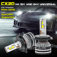 Bombilla LED para Faros Delanteros CX20 H4, 12V 24V Universal, 55W 4800LM 6500K H4 9004 9007 9008, Alta Luminosidad, Mejora de Iluminación Automotriz