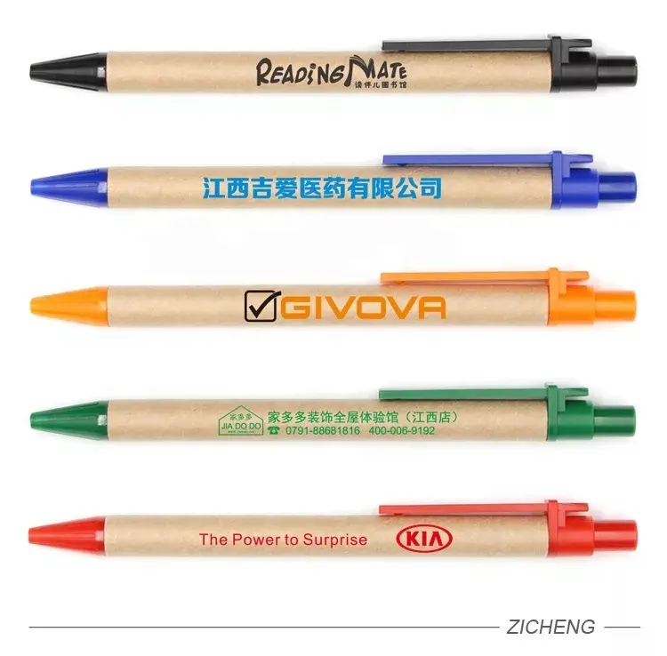 Schnelle Lieferung Kunden spezifischer umwelt freundlicher rollender recycelbarer Kugelschreiber aus Papier mit Logo