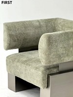 Canapé individuel mobile de style médiéval en métal et tissu ; Chaise individuelle décontractée de designer tendance