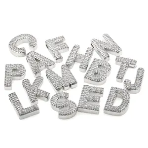 Hip Hop personnalisé 26 initiale lettre pendentif plaqué or Zircon bricolage faisant A-Z nom Alphabet Couple accessoires bijoux cadeaux
