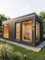 Sauna préfabriqué combiné, cabane de jardin modulaire, maison en bois avec porte vitrée, éclairage LED, maison en acier fabriquée sur mesure