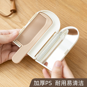 Portable Makeup <b>Mirror</b> Oval <b>Plastic</b> Foldable Handheld White Pink Blue Cute Compact For Travel And Daily Use - Product Image 4