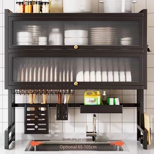 Étagère <span class=keywords><strong>de</strong></span> <span class=keywords><strong>rangement</strong></span> double couche pour évier <span class=keywords><strong>de</strong></span> cuisine, évier <span class=keywords><strong>de</strong></span> <span class=keywords><strong>vaisselle</strong></span>, comptoir d'évier, armoire anti-poussière pour <span class=keywords><strong>vaisselle</strong></span> - Product Image 2