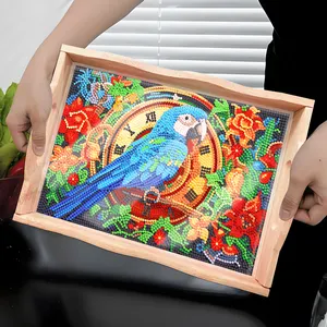 Newly developed in 2024 kitchen decoration animal cute DIY crystal diamond wooden diamond painting tray