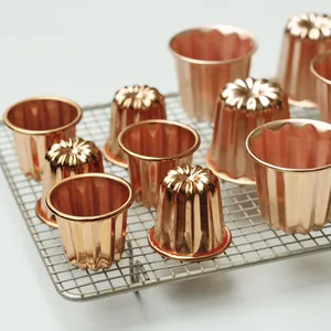 Red Copper Non Stick Cannele Mould Muffin Cupcake Baking Tin Cup Baking Molds for Oven Baking