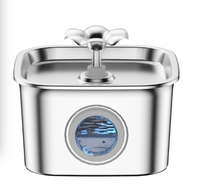 Fontaine à eau pour animaux de compagnie en acier inoxydable de 2,6 L, distributeur d'eau automatique intelligent pour chiens et chats, ultra silencieux avec lumière LED et fenêtre de niveau d'eau