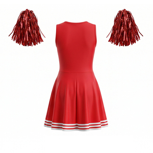 Robe de cheerleading <span class=keywords><strong>classique</strong></span> rouge et blanche pour filles avec impression de logo et pompons assortis - Product Image 3