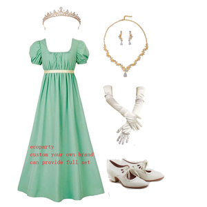 Abiti Regency Ecowalson per Donne con Fascia in Raso, Maniche a Sbuffo con Volant, Vestito con Vita Impero, Costume Medievale Rinascimentale - Product Image 5