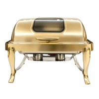 Plats de service de luxe en acier inoxydable pour buffet, chauffe-plats dorés pour la restauration