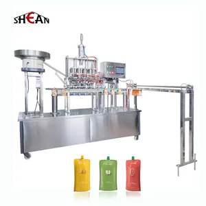 Low price Soy milk vinegar fruit juice ketchup spout pouch filling capping machine