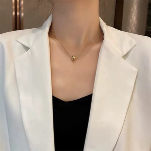 Collier pendentif boule <span class=keywords><strong>flottante</strong></span> en acier inoxydable de haute qualité, plaqué or antique, collier à boule coulissante pour femmes, bijoux - Product Image 3