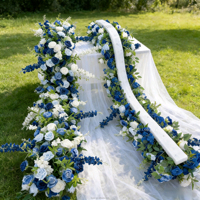 Nouvelle décoration de mariage de haute qualité, boule de fleurs en soie violette, rangée artificielle, fond de scène de table, arche, décorations de plafond