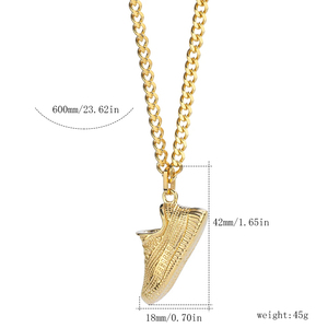 18k ouro fino aço inoxidável colar com esporte sneaker pingente cubano cadeia homens hiphop jóias para casamento noivado presente - Product Image 2