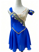 Robe de ballet pour enfants brodée de strass rouges, tutu de danse professionnel pour filles avec manchette pour les bras