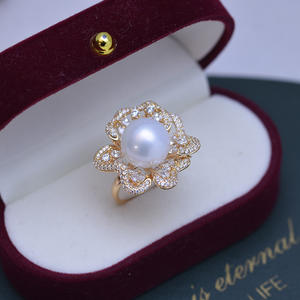 Bague en argent S925 faite à la main à Zhuji Danshui, ensemble complet de perles rondes blanches de 11-12 mm, forte luminosité, faibles défauts, bijoux en gros - Product Image 1