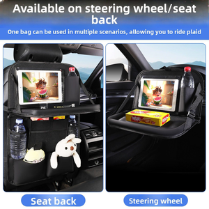 Nouveau sac de rangement 2-en-1 pour siège auto 2026 avec plateau de table et plateau multifonctionnel pour volant avec fermeture éclair détachable - Product Image 3