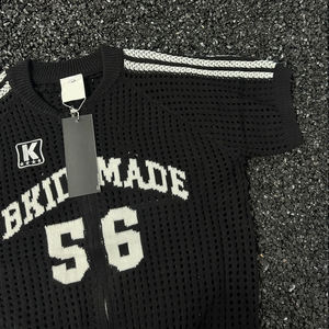 Custom Summer T-<b>Shirt</b> <b>Men</b> 250gsm 100% Cotton Knitted Short Sleeve <b>Zip</b>-<b>up</b> Mesh Loose Fit Casual Letter Pattern Breathable Design - Product Image 4